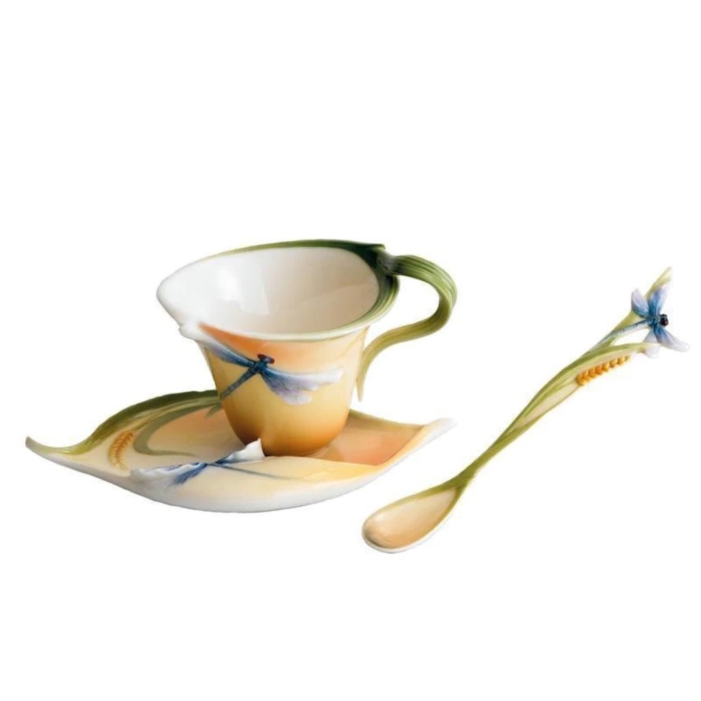 FRANZ DRAGONFLY ORANGE CUP AND SAUCER SET (FZ00212)